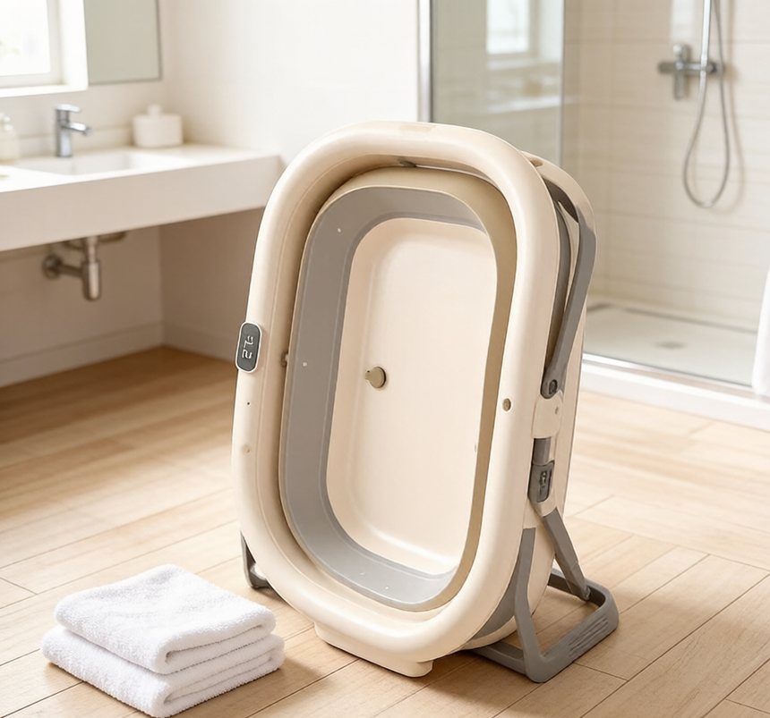Baignoire pliable pour bébé avec thermomètre