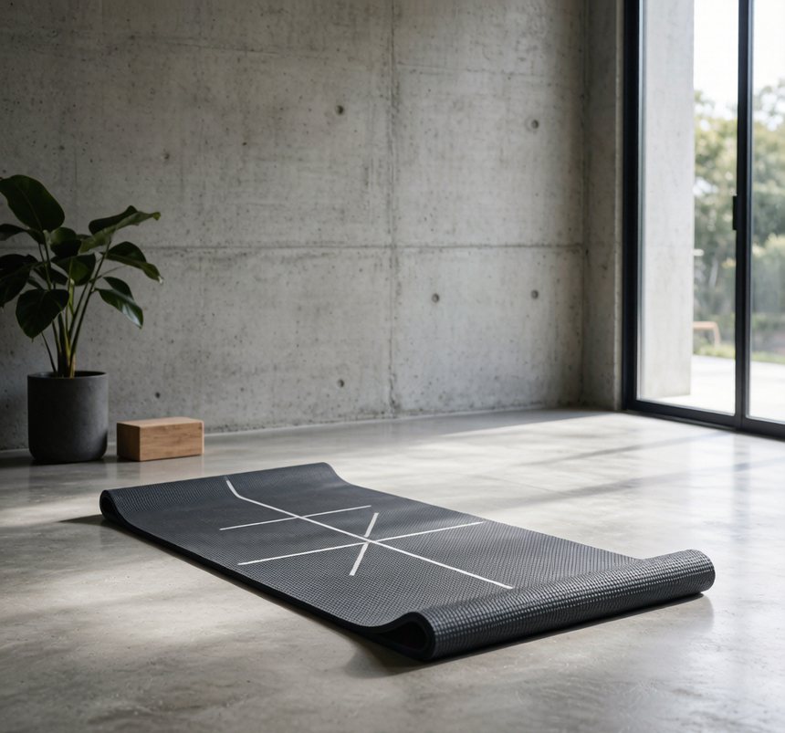 Tapis de yoga antidérapant TPE (6 mm, repères d’alignement)