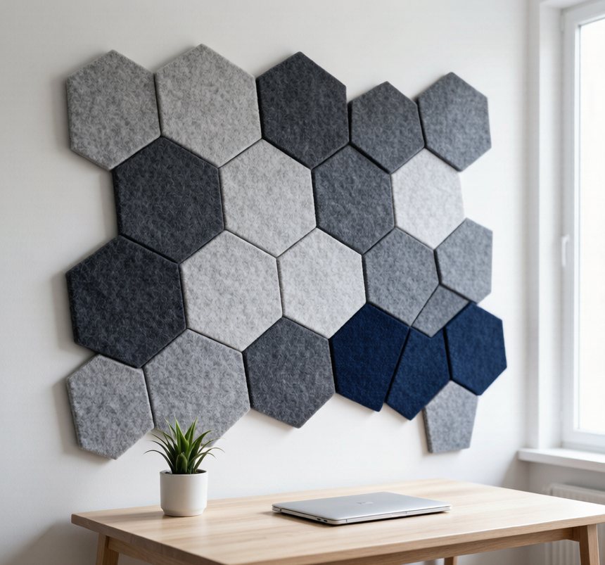 Panneaux acoustiques hexagonaux en feutre, 12 pièces
